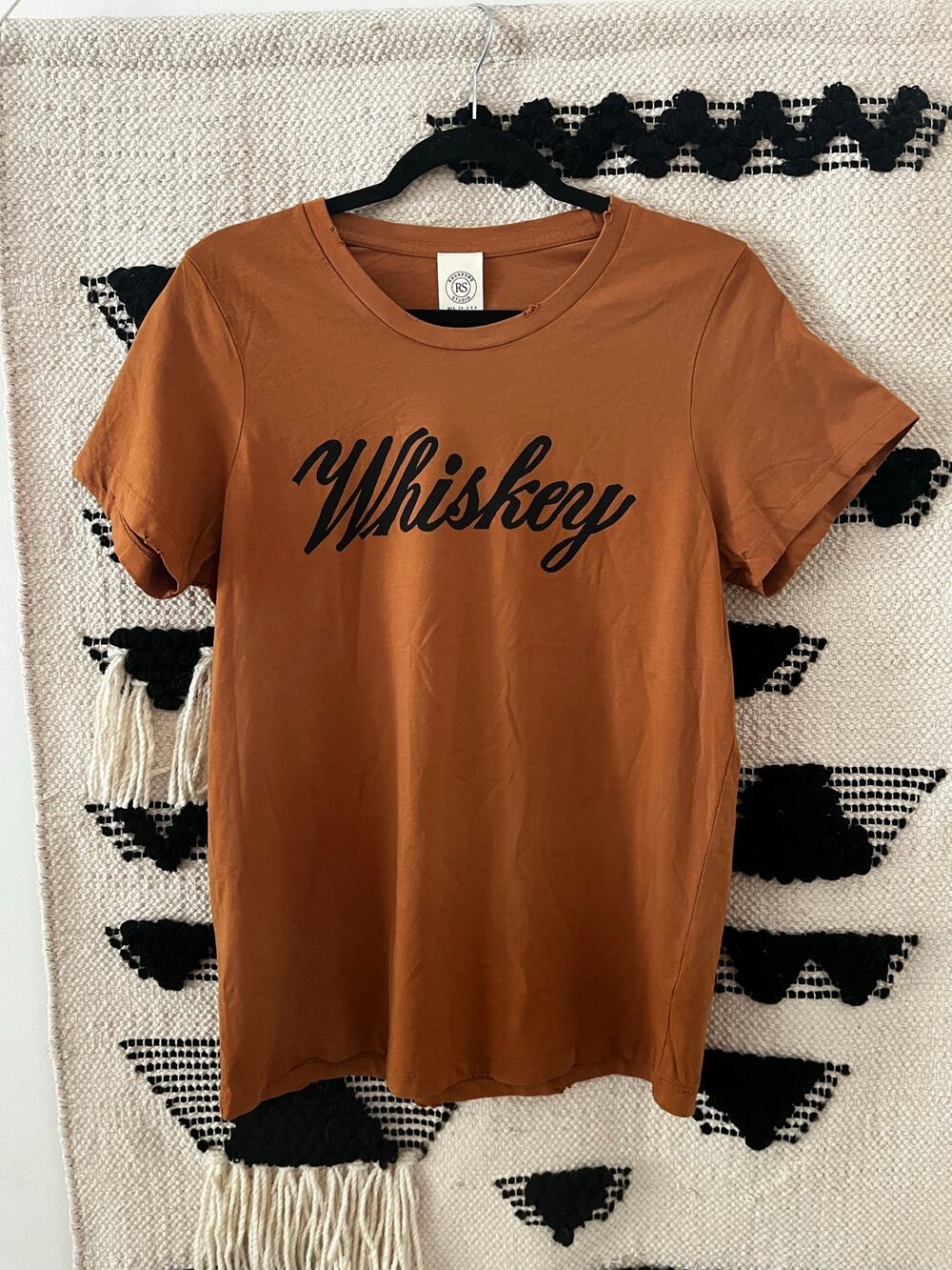 Ragabond Distressed Whiskey Cotton Short Sleeve Graphic Brown Western Rodeo XL